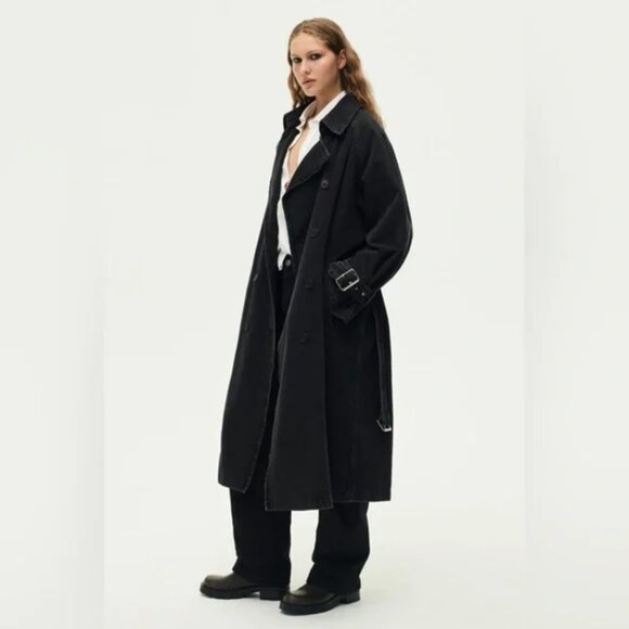 Zara ZW Collection Denim Trench Coat S - Picture 2 of 9